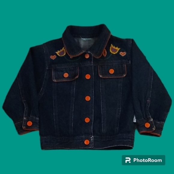 Vintage SPROCKETS Floral Embroidered Denim Snap Jean Jacket - Picture 1 of 5